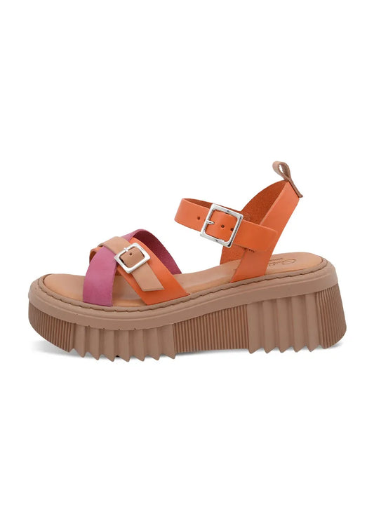 5618 PERA CARLO LEATHER ALBICOCCA/ CICLAMINO/ NATURALE (ORANGE AND