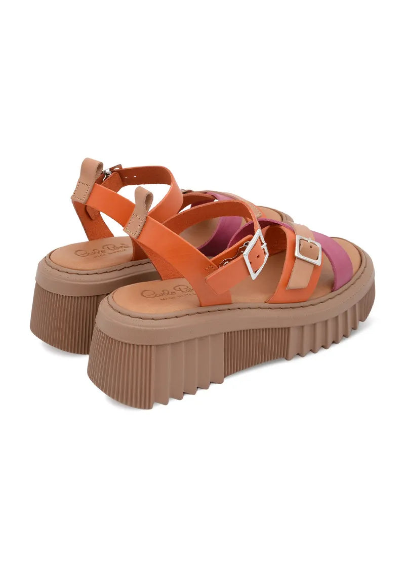 5618 PERA CARLO LEATHER ALBICOCCA/ CICLAMINO/ NATURALE (ORANGE AND