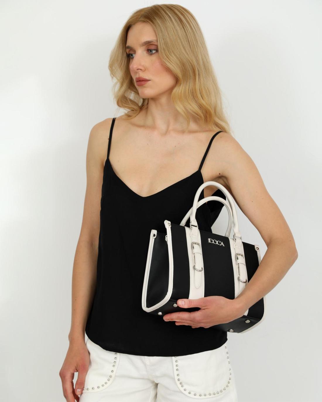 502940M-CROSSBODY BAG (26.5X21X13) BLACK/WHITE 23474