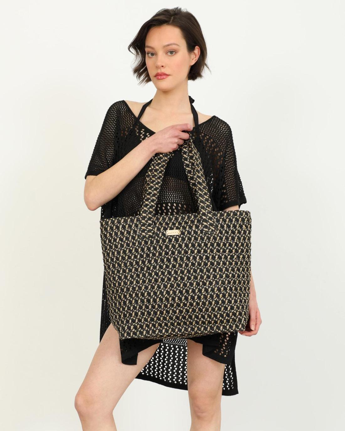 502925M-SHOULDER BAG (46X36) BLACK/GOLD 23411