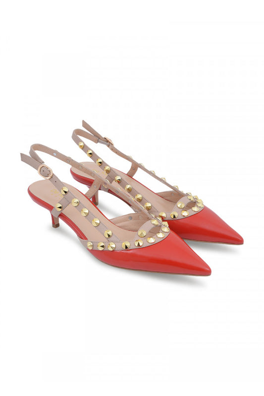 7101-1-DE MAZZIO RED PUFFER NUDE NAPA